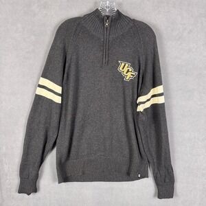 UCF Knights Sweater Mens L‎ Black 1/4 Zip Pullover Bruzer